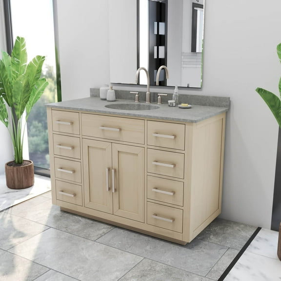 Barrett 48 Inch Oak Vanity with Oval Integral Sink - Light Oak