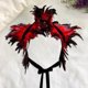 thumbnail image 3 of Chal de plumas para fiesta de Halloween, bufanda, cuello gótico para mujer, poncho, capa rojo, 3 of 9