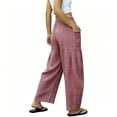 thumbnail image 4 of GUACER No Boundarie Gingham Plaid Pants for Women Casual Baggy Wide Leg Trousers Elastic Drawstring Waist Lightweight Summer Lounge Pants with Front Pockets, 4 of 5