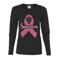 thumbnail image 2 of Wild Bobby Pink I'm A Breast Cancer Survivor Breast Cancer Awareness Women Graphic Long Sleeve Tee, Black, Small, 2 of 6