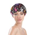 thumbnail image 3 of Kdxio Halloween Skeleton Print Shower Cap for Women,Elastic and Reusable,Double Waterproof Layers Bathing Hat, 3 of 9