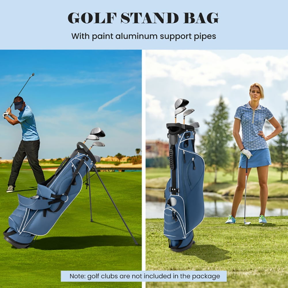 GVN Golf Stand Bag, Lightweight Golf Bag,Golf Stand Cart Bag with 4 Way Divider Carry Organizer Pockets-Blue