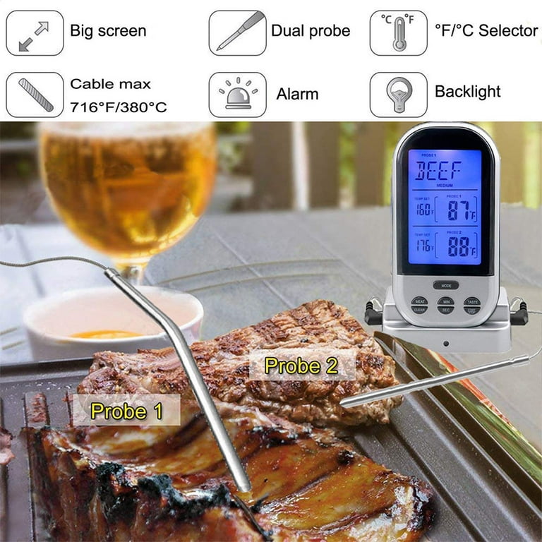 ThermoPro TP27 500ft Long Range Wireless Meat Thermometer for Grilling and Smoking with 4 Probes Smoker BBQ Grill Kitchen Food Cooking Digital