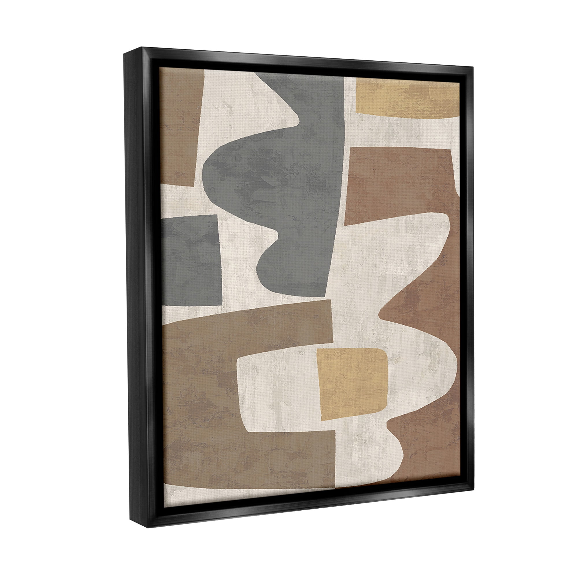 Stupell Industries Modern Geometric Boho Abstract Painting Black Floater Framed Canvas Art Print Wall Art, 25 x 31
