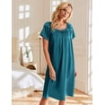 thumbnail image 2 of Ekouaer Satin Nightgowns for Women 2 Pack Silk Nightgown Pleated Loose Night Shirts Short Sleeve Sleep Shirts, 2 of 6