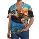 thumbnail image 1 of Fotbe Colorful Underwater Sea Turtle Camisa Estampada de Manga Corta para Hombre, Casual de Verano, Estilo Playero, Sin Arrugas-4X-Large, 1 of 5