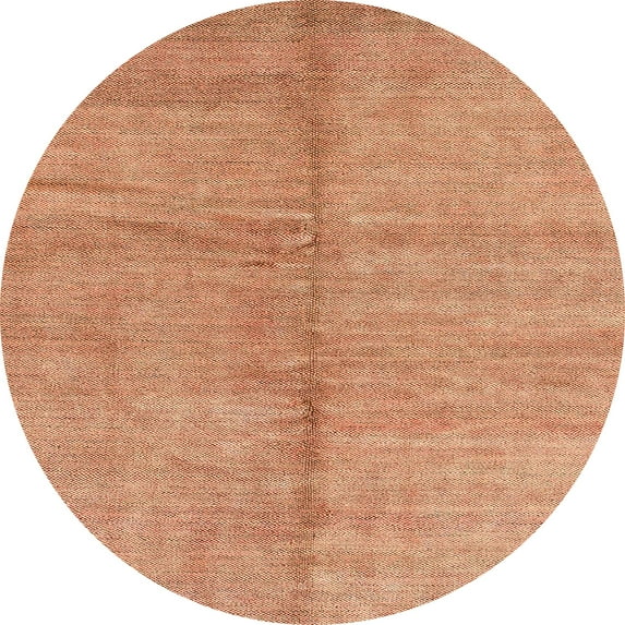 Ahgly Company Machine Washable Indoor Round Abstract Papaya Orange Area Rugs, 7' Round