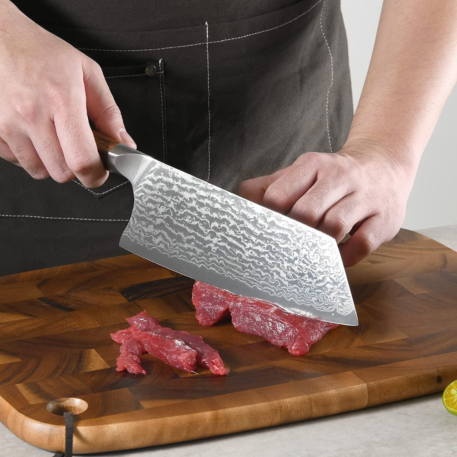 HAOYUE Damascus Kitchen Knife Set, 3 Pieces Japanese Style Kitchen Knives 67 Layer Forged Damascus VG10 Steel, lightweight Wood Ergonomic Handle for Cooking Knives Set