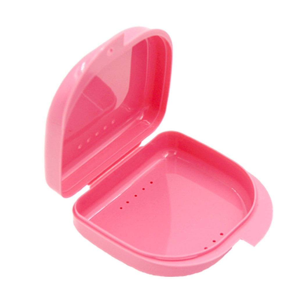 Orthodontic Retainer Case Dental Container Denture Storage Boxes with Vent Holes (Rose