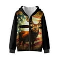 thumbnail image 4 of Xoenoiee Deer Cross American Flag Print Zip Up Hoodie Long Sleeve Sweatshirt Shirt for Kids Girl Aesthetic Hooded Sweatshirt Active Top Workout Casual Hoodie Fall Outfits Sportswear, S, 4 of 7