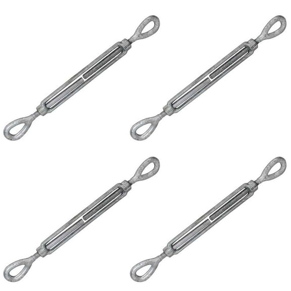 Galvanized Turnbuckle - Eye & Eye - 3/8" x 6" – 4 Pack