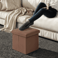 thumbnail image 3 of Magshion 15" Cube Collapsible Ottoman with Storage, PU Leather Storage Ottoman Foot Stool, for Living Room Bedroom Entryway, Brown, 3 of 8