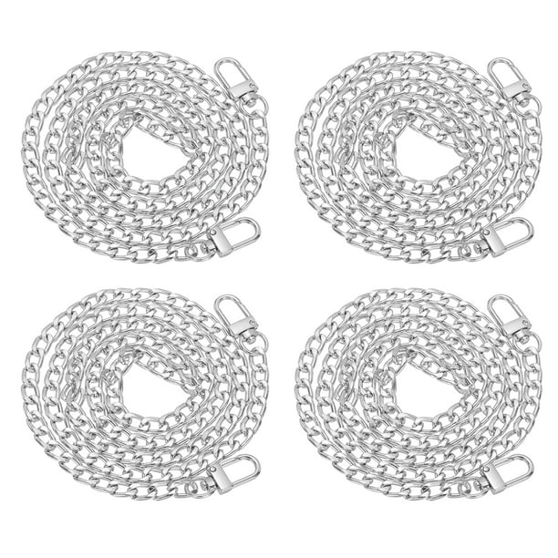 Cadena de bolso plana de 47.2", paquete de 4, correa de cadena plateada para bolso, extensores de correas para tote, billetera, clutch, satchel, bolso corto