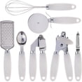 thumbnail image 1 of 7 Pc Kitchen Gadget Set Stainless Steel Utensils with Soft Touch White Handles, 1 of 7