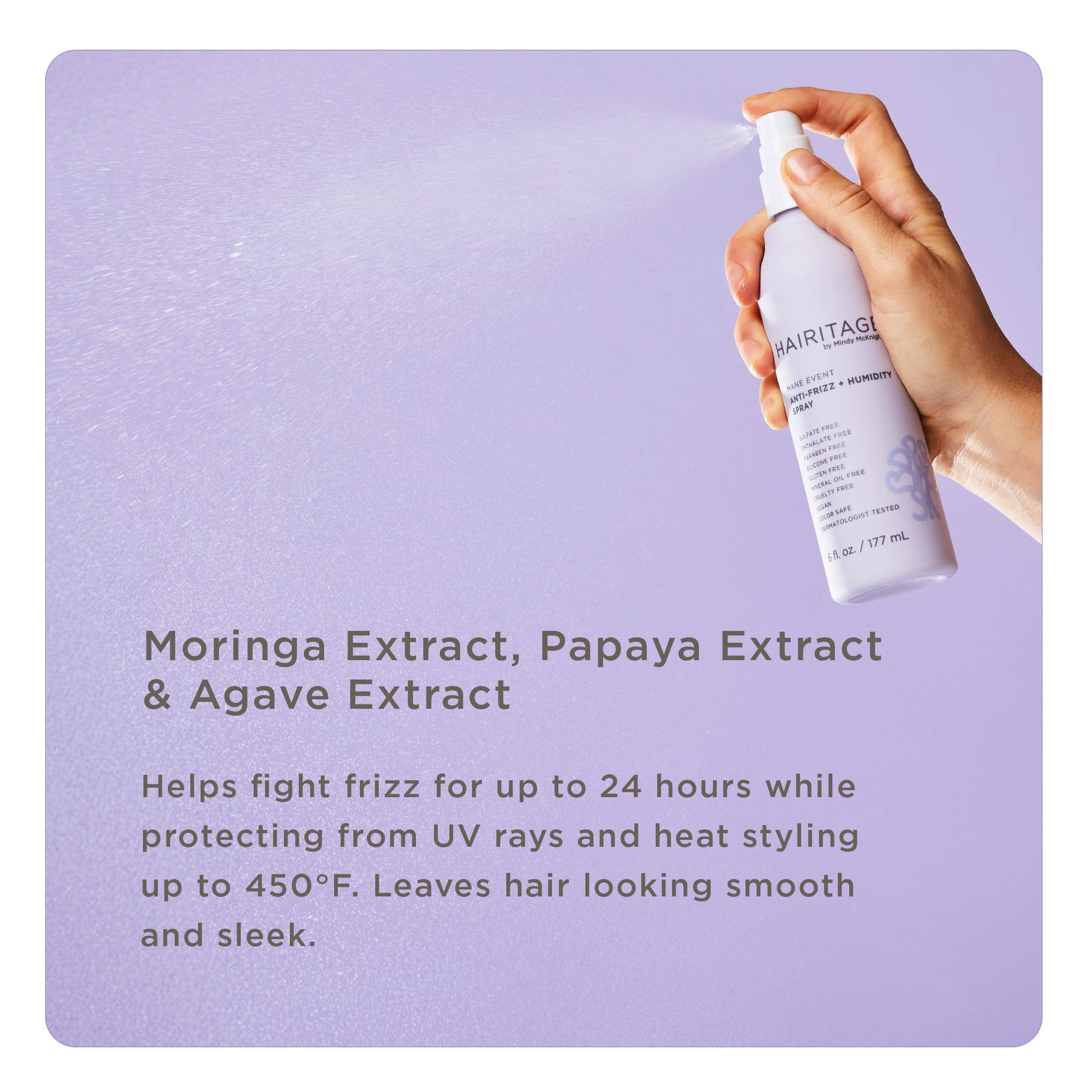 Hairitage Mane Event Anti-Frizz + Humidity + Heat Protectant Hair Spray, 6oz