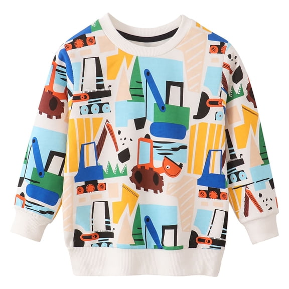 Emitonse Children's Long Sleeve Tops Toddler Sweatshirt Boys Girls Crewneck Pullover Tops Blouse Long Sleeve T Shirt Fall Winter Clothes 2Y To 7Y White,Size 2 Yerars