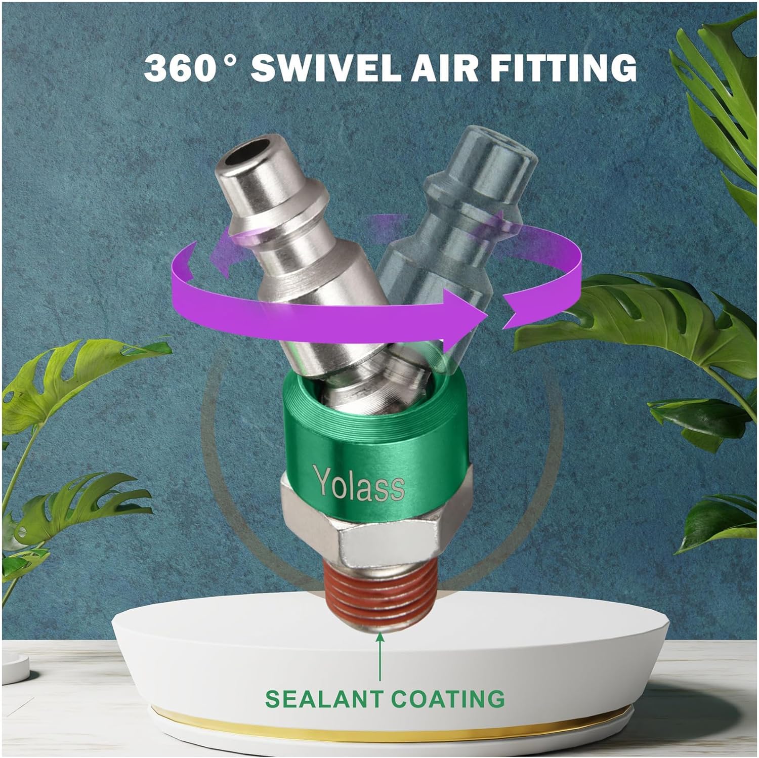 MKEUDQ-Air Tool Fittings,2Pcs 1/4"NPT 360°Swivel Utility Industrial Air Hose Fittings,Suitable for Air Compressors