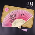 thumbnail image 1 of Abanico plegable antiguo manualidad para regalo, dos abanicos de baile Hanfu japoneses verdes, abanico de seda portátil, abanico femenino, 1 of 5