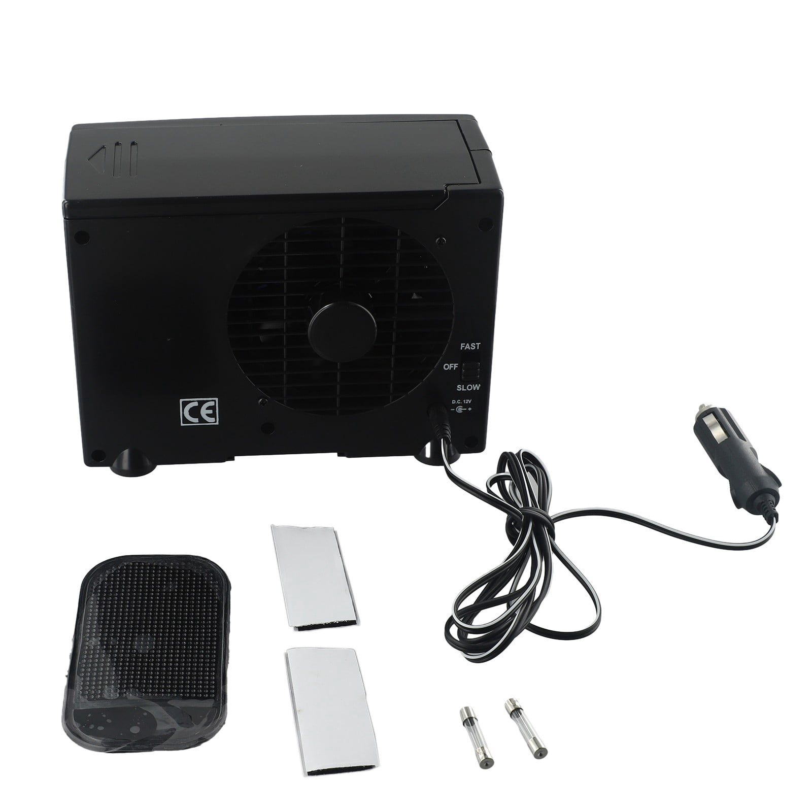 12V Portable Air Conditioner Fan for Car & Home, Compact Cooling Fan with Water Tank, Low Power Consumption Quiet Operation, Air Cooler for Campers Boaters Travelers, Black 200x110x150mm
