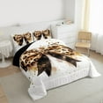 thumbnail image 3 of Manfei Cheetah Pattern Bowknot Bedding Comforter Set,Girls Bow Tie Twin Comforter Sets,Brown Splashing Ink Bedding Set For Boys Kids,Breathable Home Decor Reversible,2 Pieces, 3 of 8