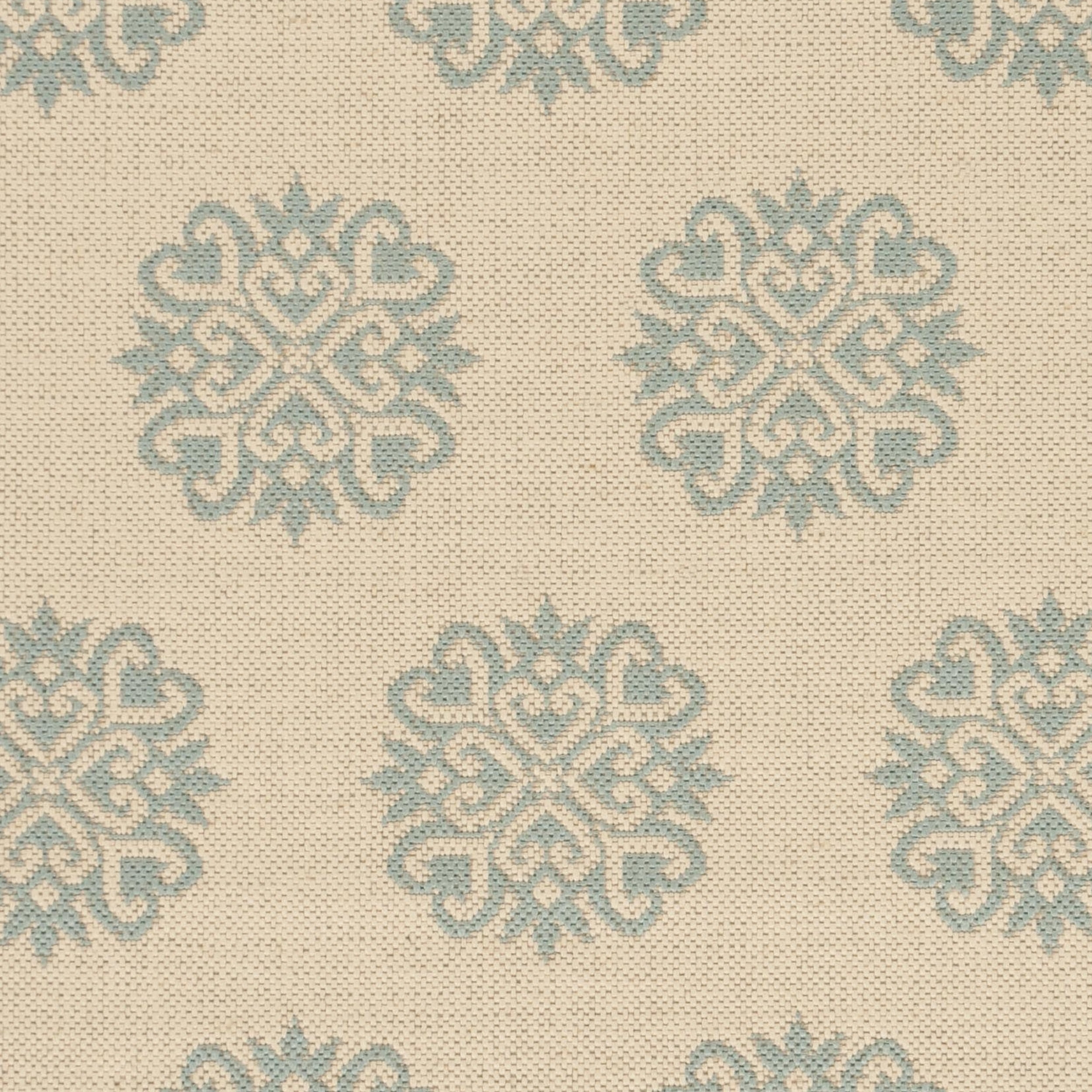 SAFAVIEH Beach House Regent Geometric Indoor/Outdoor Area Rug, Cream/Aqua, 4' x 6' - Traditional Design, Cream & Aqua, Weather Resistant, Non-Shedding & Easy Cleaning, Ideal for Patio, Entryway, Mudr