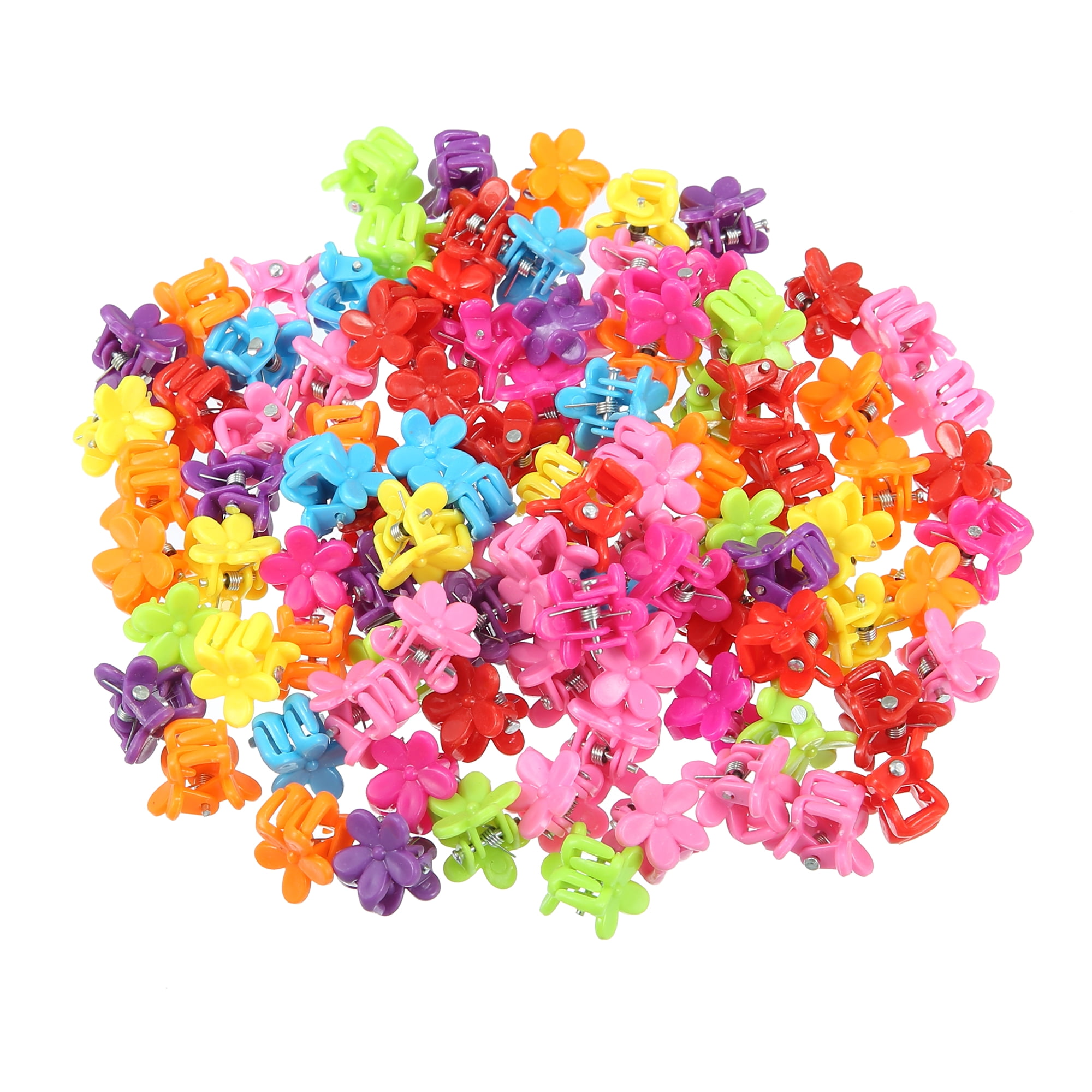 Unique Bargains 100pcs Mini Claw Clips Hair Clips for Girls Flower Pattern Barrette Baby Hair Accessories