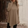 thumbnail image 2 of Telankuip Turtleneck Solid Color Fall T Shirts for Women Long Sleeve Loose Fit Long Tunic Tops to Wear with Leggings Casual Winter Base Layering Pullover Tee Shirts 2025 Coffee M, 2 of 4