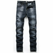 FcBaudy Full Length Pants Jeans Men's New Fashion Have Pockets Button Zipper Personality Denim Trend Jeans Men Denim jeans