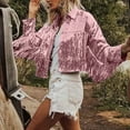 thumbnail image 4 of Lindreshi Shackets for Women with Pockets Fashion Women Casual Vacation Style Solid Color Fringe Sequin Long Sleeve Tops Coat, 4 of 4