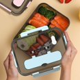 thumbnail image 4 of Large Capacity Divided Plastic Sealed Lunch Box with Microwave Safe Design, Reusable Bento Container for Students, Office, and Meal Prep, Includes Utensil Compartment and Secure Lock, 4 of 8