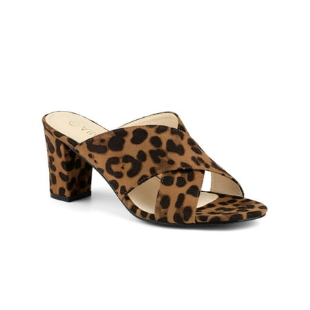 

Unique Bargains Women s Crisscross Strap Block Heeled Slide Sandals