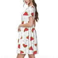 thumbnail image 2 of Hirioo Hand Drawn Watermelon for Short Sleeve Dress Women's Short Sleeve Dress with Pockets, 2 of 6
