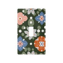 Yayeee Toggle Light Switch Wall Plate 1-Gang 4.5"x2.7" Home Decorative Outlet Cover, Blue Geometric Flowers