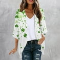 thumbnail image 2 of lcziwo Women St Patricks Day Cardigan Dressy Casual Irish Clover Lucky Shamrock St Pattys Day Outfits Lightweight Casual Holiday Cardigan Daily Deals,Multicolor,XXXXL, 2 of 6