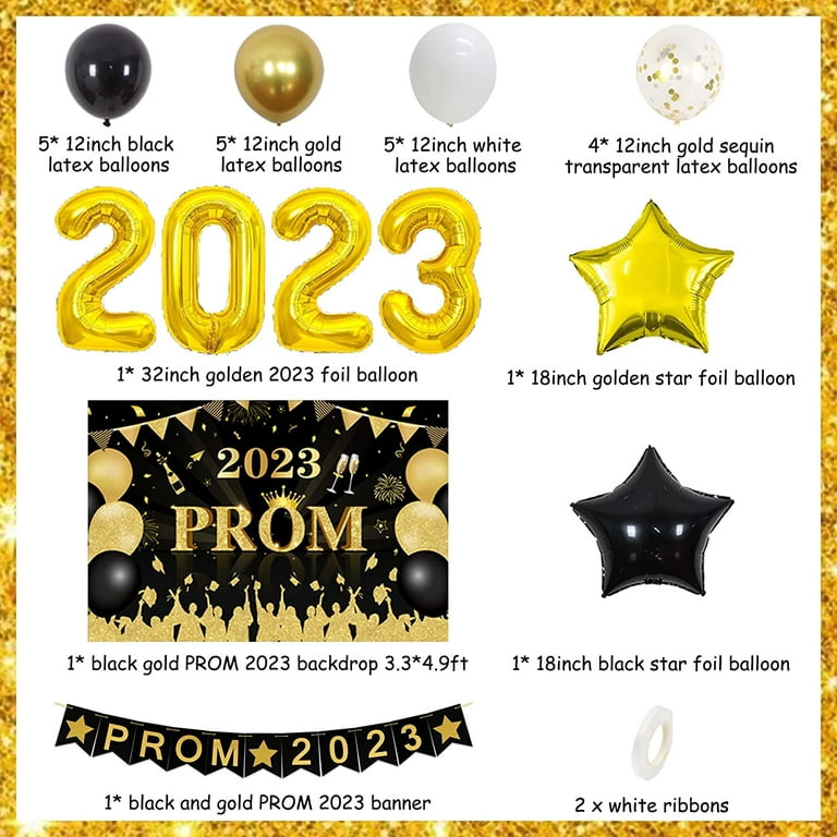 Prom Decorations for Party 2024 Prom Backdrop Prom 2024 Gold and ...