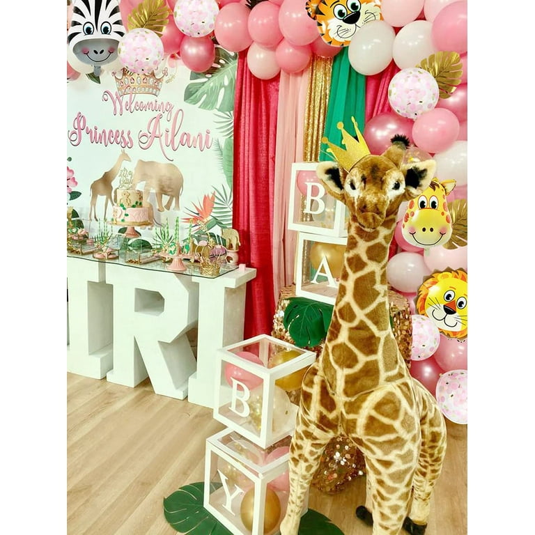 MMTX Safari Animal Balloon Party Decorations for Girls Pink Theme