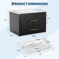 thumbnail image 2 of Modern Floating Bathroom Vanity Set, Wall Mounted Cabinet with Large Soft-Close Drawer and Gold Handle, Space-Saving Design, 2 of 7