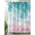 thumbnail image 2 of Turquoise Pink Coastal Small Stall Shower Curtain, Waterproof Shower Curtains for Bathroom, Summer Beach Nautical Washable Fabric Cloth Bath Curtain for Bathtub Decoration with Hooks 36x72 Inches, 2 of 6
