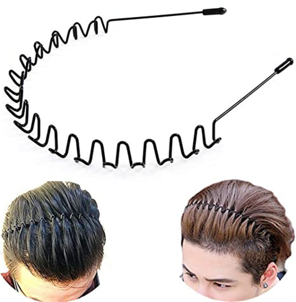 Lollanda 6PCS Metal Hair Bands, Spring Wavy Hair Hoop Unisex Black Wavy  Headband Slicked Back Headband Non Slip Sports Hairband for Women Men -  Walmart.com