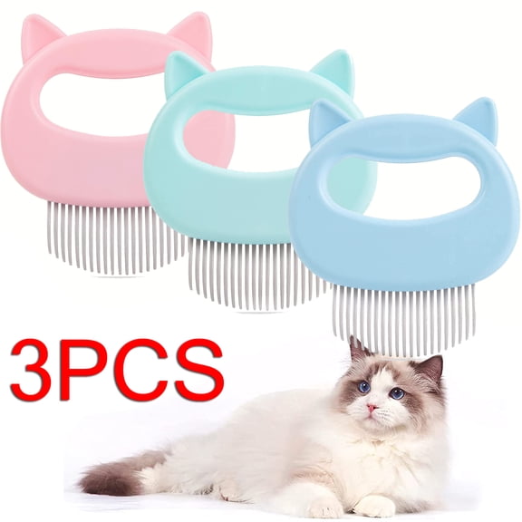 3 Pack Cat Comb ,Pet Hair Removal Massaging Shell Comb, Cat Shedding and Grooming Comb for Long or Short Haired ,Pet Slicker Brush to Remove Matted Tangled Fur and Loose Hair for Cat/Dog/Bunny