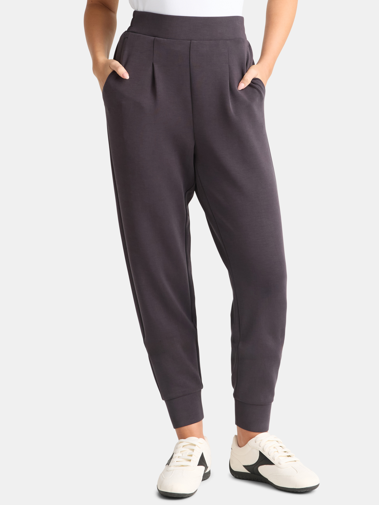 Avia Women's and Women's Plus ScubaKnit Pleat Joggers with Pockets, Size XS-4X