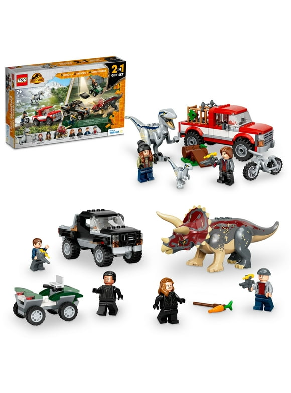LEGO Jurassic World Dino Combo Pack 66774 Toy Value Pack, 2 in 1 Triceratops and Velociraptor Gift Set, Jurassic World Toy with Dinosaur and Truck Toys, Christmas Gift for Kids Ages 7 and Up