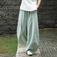 thumbnail image 6 of Tittly Palazzo Pants Baggy Pants Women Cotton Pants Wide Leg Pants Casual Loose Drawstring Harem Pants Cotton Pants for Women Pants for Women Trendy Green 4XL, 6 of 6