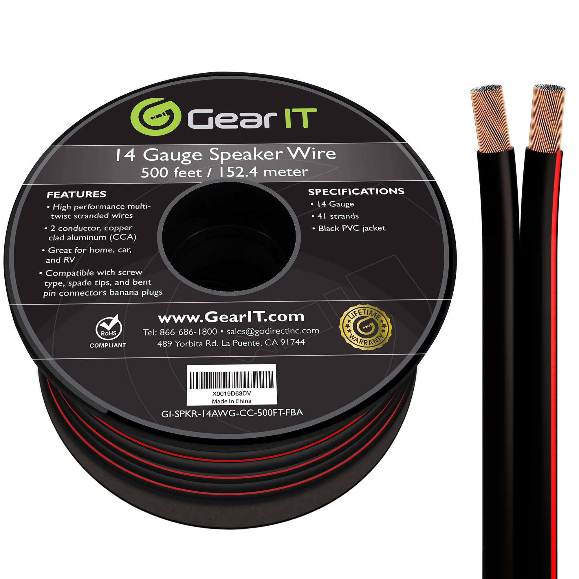 14/2 AWG OFC Marine Speaker Cable - Tinned Copper Wire - GEARit Cables Direct オンラインスピーカーケーブル 50フィート 14AWG 2導体 (14/2) CL3定格CCA (銅クラ