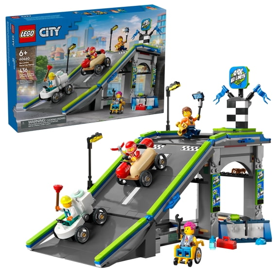 LEGO City No Limits: Race Car Ramp Track Toy - Building Toy for Kids, Boys and Girls, Ages 6 - Soap Box Car Ramp for Racing with 2 Cars, 4 Minifigures, and Buildable Ramp - Gift Idea - 60460