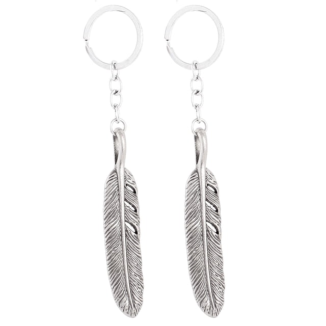 Unique Bargains Feather Shaped Pendant Keyring Keychain Key Ring Holder Ornament 2 Pcs