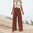 thumbnail image 6 of Women's Casual Pants High Waist Wide Leg Palazzo Pants For Women Smocked Elastic Waist Loose Comfy Casual Pajama Pants Pockets,Brown Women's Casual Pants M, 6 of 7
