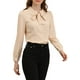 thumbnail image 5 of CAMISA DE MUJER CON BOTONES INSPIRADA EN CHIC, CON COLLAR PETER PAN Y NUDO EN EL CUELLO, BLUSA DE COLOR SÓLIDO M BEIGE, 5 of 6