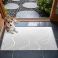 thumbnail image 4 of 2x3 Door Mat Rug, Grey Geometric Non-Skid Rubber Backing Large Rectangle Rugs - Living Room Bedroom Home Office, Modern White Stripe Abstract Distortion Art Indoor Floor Mat Carpets Washable Rug, 4 of 9
