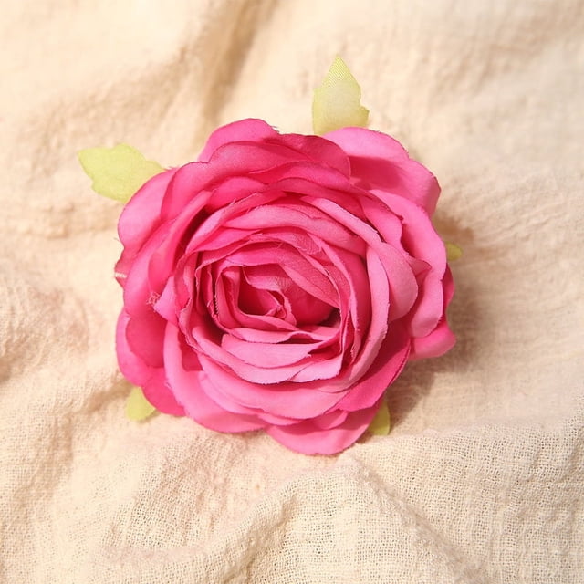 Cabeza de flor de rosa de tela de seda, flor artificial, flor artificial, decoración del hogar para bodas, disfraces